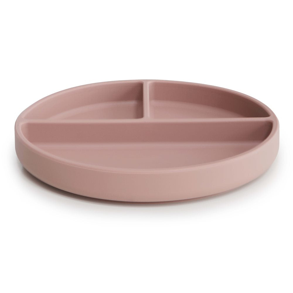 Силиконова вакуум чиния с разделения - светло розов цвят.