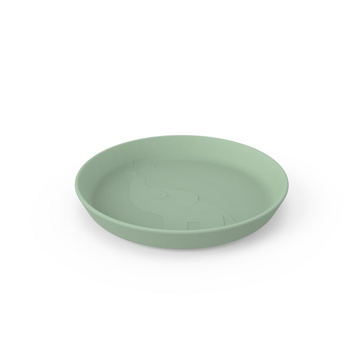 Детска, пластмасова чиния за хранене. Зелена