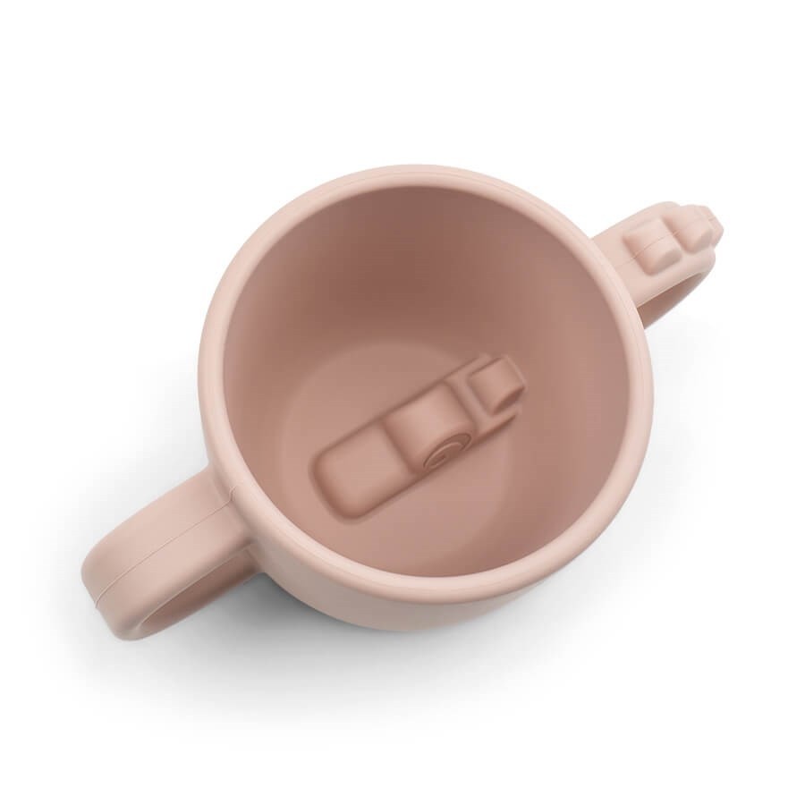 Силиконова чаша с две дръжки, в розов цвят.